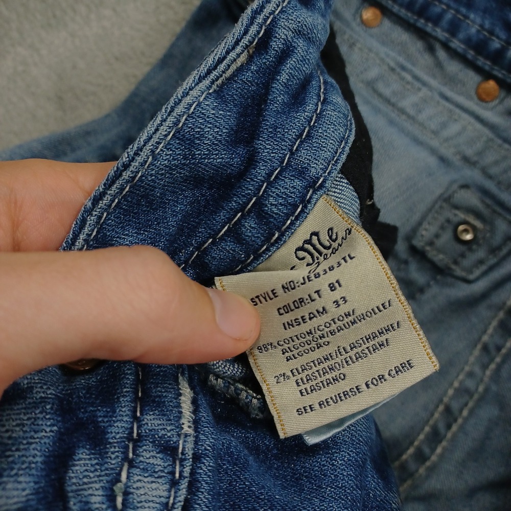 Miss Me Jeans Womens 27 Blue Denim Straight Pockets Rhinestones - Picture 5 of 10